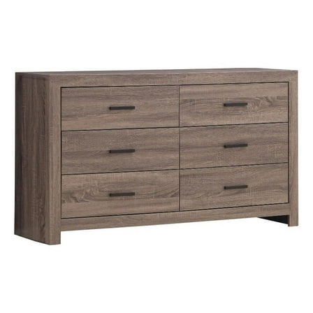 Pemberly Row Contemporary 6-drawer Farmhouse Wood Dresser in Barrel Oak