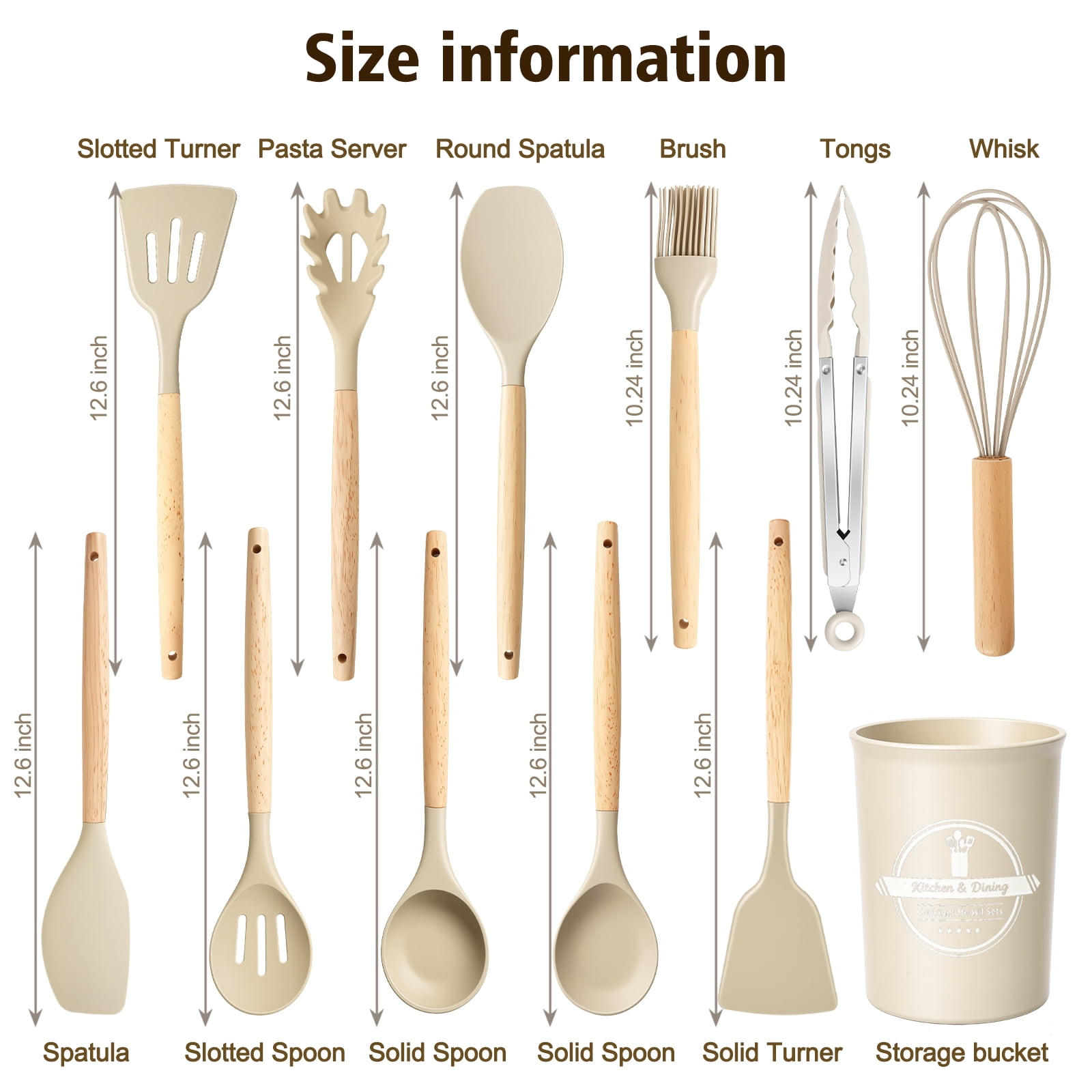 Silicone Cooking Utensils Set, Heat Resistant Kitchen Tools, 36 PCS Non-Stick Silicone Cooking Kitchen Utensils, Khaki