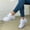 #097-White, variant on Wowcloth Women's Plus Size Casual Sneakers – Comfortable Lace-Up Design with Color-Block Style for Everyday Athleisure Wear