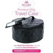 Milano Collection Premium Round Wig Travel Case With Name Tag and Hidden Compartments in Quilted Black