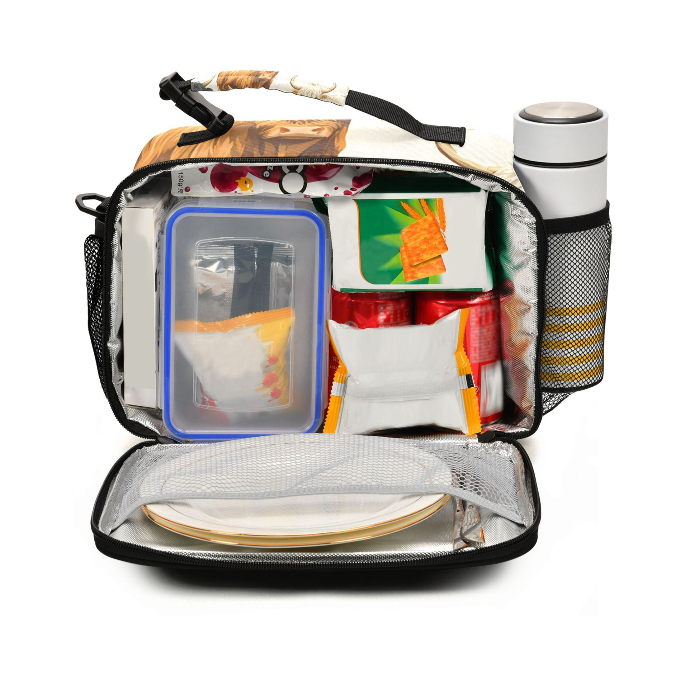 ALAZA Highland Cows Lunch Box Insulated Cooler Bag Reusable Tote Bags Shoulder Strap