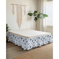 thumbnail image 2 of Blue Flowers Wrap Around Bed Skirts for California King Bed 16" Drop,Bed Skirt with Adjustable Elastic Belt Dust Ruffle Bed Valance Watercolor Rustic Retro Floral Leaf Vines Bed Frame Cover, 2 of 7
