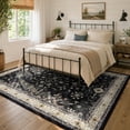 thumbnail image 2 of Moynesa 5'x7' Washable Area Rugs for Living Room, Soft Dark Vintage Medallion Distressed Carpet, Low Pile Stain Resistant Classic Traditional Accent Rug for Bedroom Dining Room Office, Black, 2 of 11