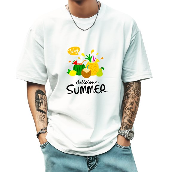 Graphic Tees for Men Summer New Print Casual Tee Fashion Trend Sports Shirt Select