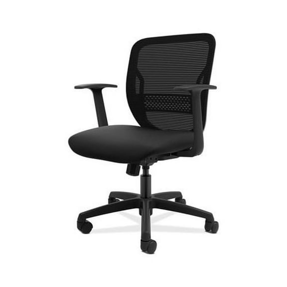 Gateway Mid-Back Task Chair with Fixed Arms Supports Up to 250 lbs, Black Seat, Black Back, Black Base