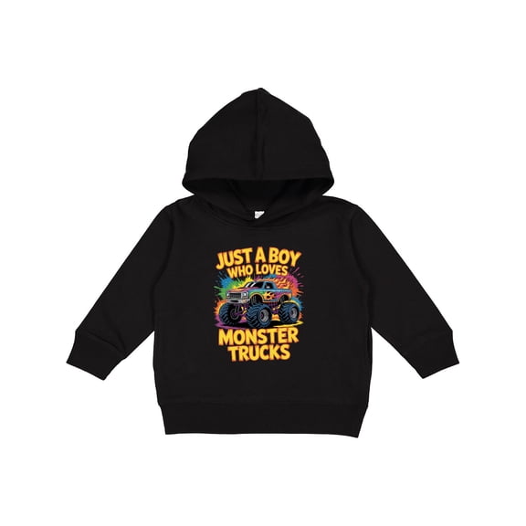 Inktastic Just a Boy Who Loves Monster Trucks Toddler Hoodie