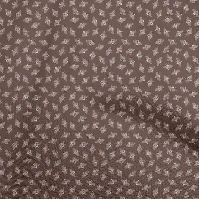 oneOone Cotton Cambric Brown Fabric Honey Bees Dress Material Fabric Print Fabric By The Yard 56 Inch Wide