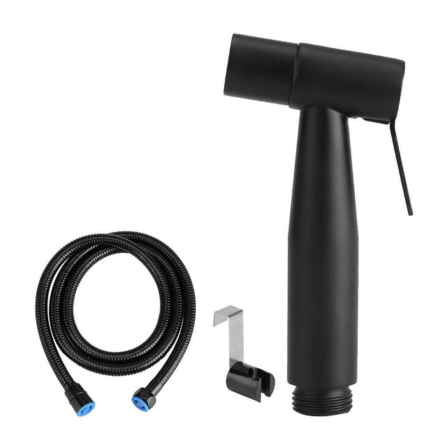 Shattaf Toilet Cleaning Kit, Black Stainless Steel Handheld Bidet with Sprayer and Cloth Diapers