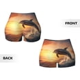 thumbnail image 3 of Sikiie Sunset Dancing Dolphin A Print Workout Shorts Women Scrunch Butt Gym Shorts Seamless High Waist Tummy Control Yoga Biker Athletic Shorts, 3 of 5