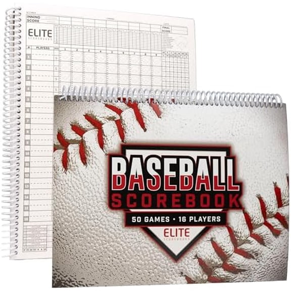 Elite Clipboards Baseball Scorebook - 50 Games Score Book Side by Side Score Keeping Book for Stats | Baseball Stat Tracking Book - High School, Middle School, Little League for Scorekeepers$$Sport &