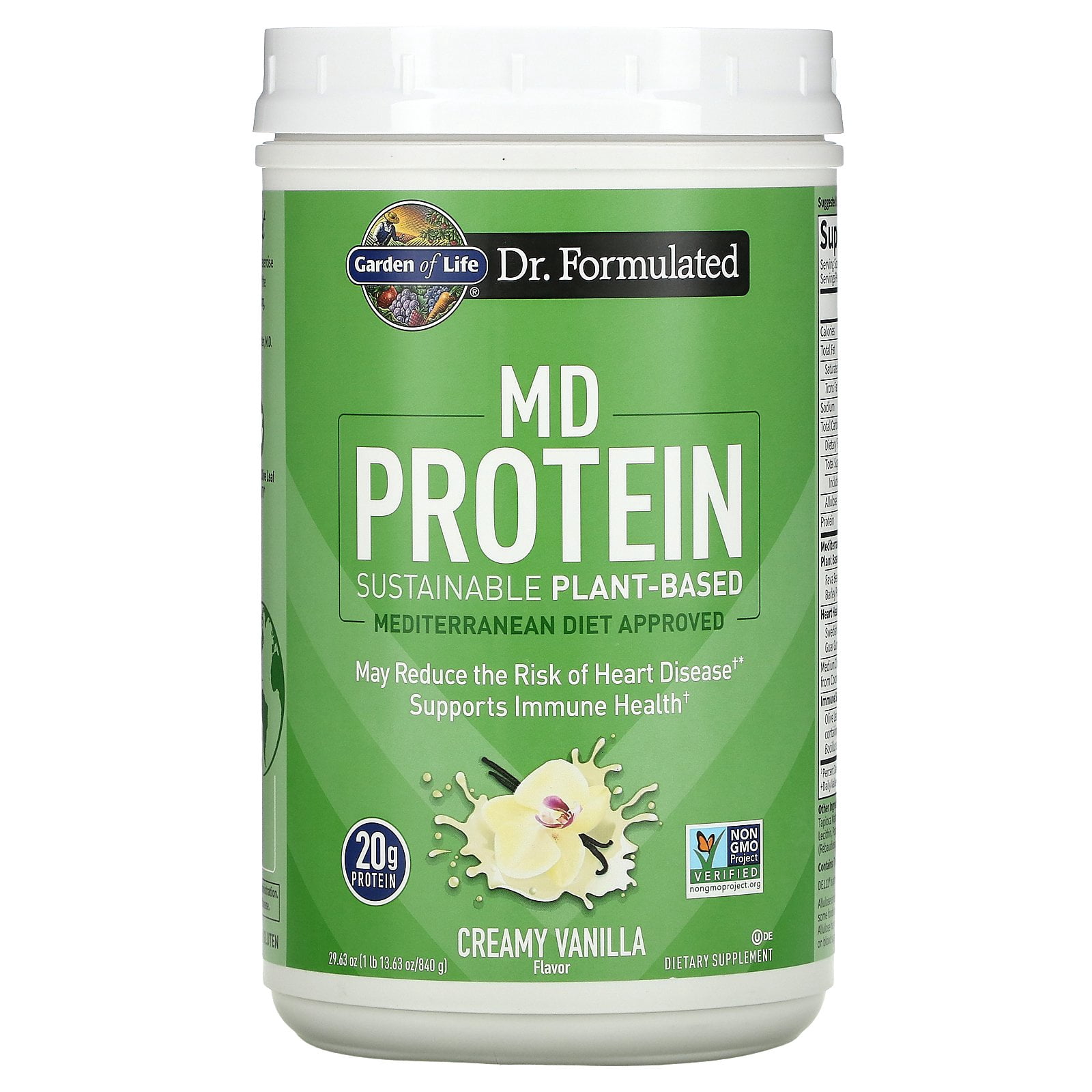 Md Protein, Sustainable Plant-Based, Creamy Vanilla, 29.63 Oz (840 G),  Garden Of Life - Walmart.com