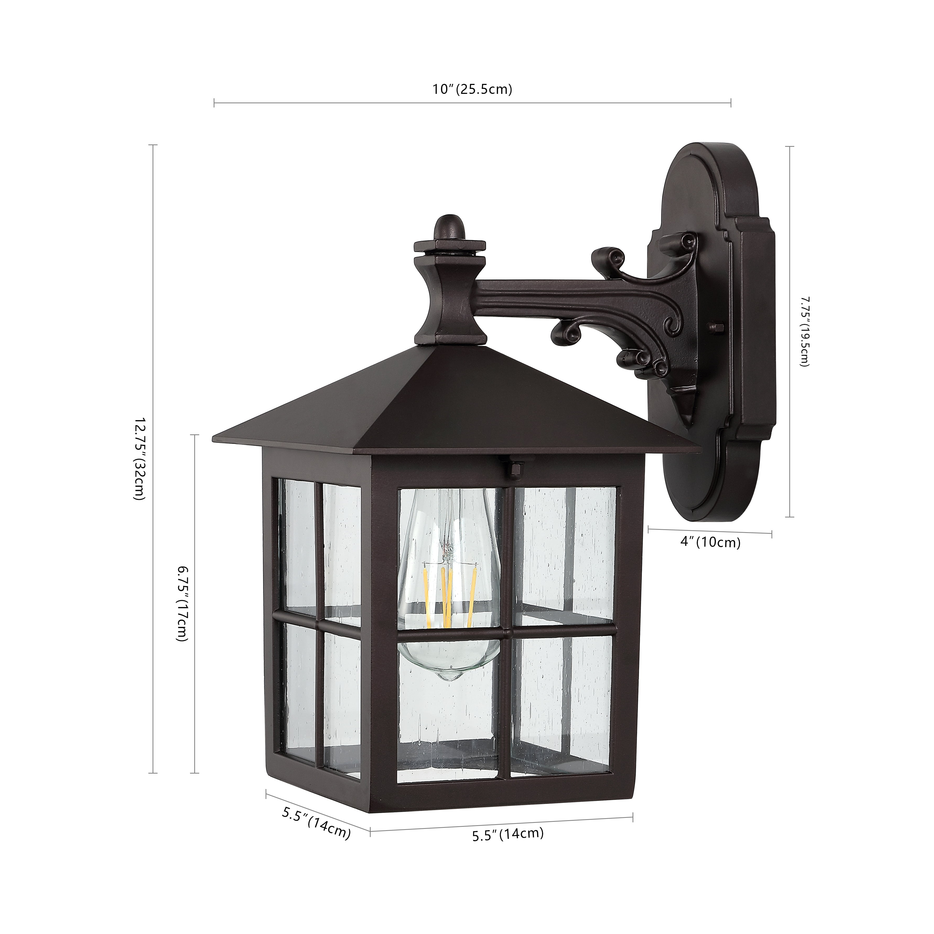 SAFAVIEH Penryn Edison Tungsten Black Wall Sconce with Shade, Set of 2