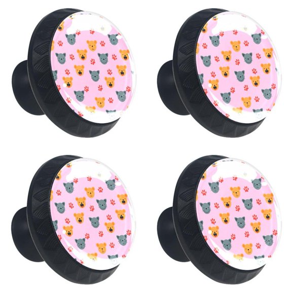 4 Pcs Cute Animal Faces Knobs for Kitchen Cabinet Cupboard Dresser Bookcase Drawer Pulls Handles Round Home Decor
