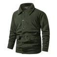 thumbnail image 2 of Lilgiuy Men Casual Solid Corduroy Plus Fleece Thickening Turndown Long Sleeve Button Jacket With Pockets Green（） Fall Fashion for 2022 Spring Winter, 2 of 5