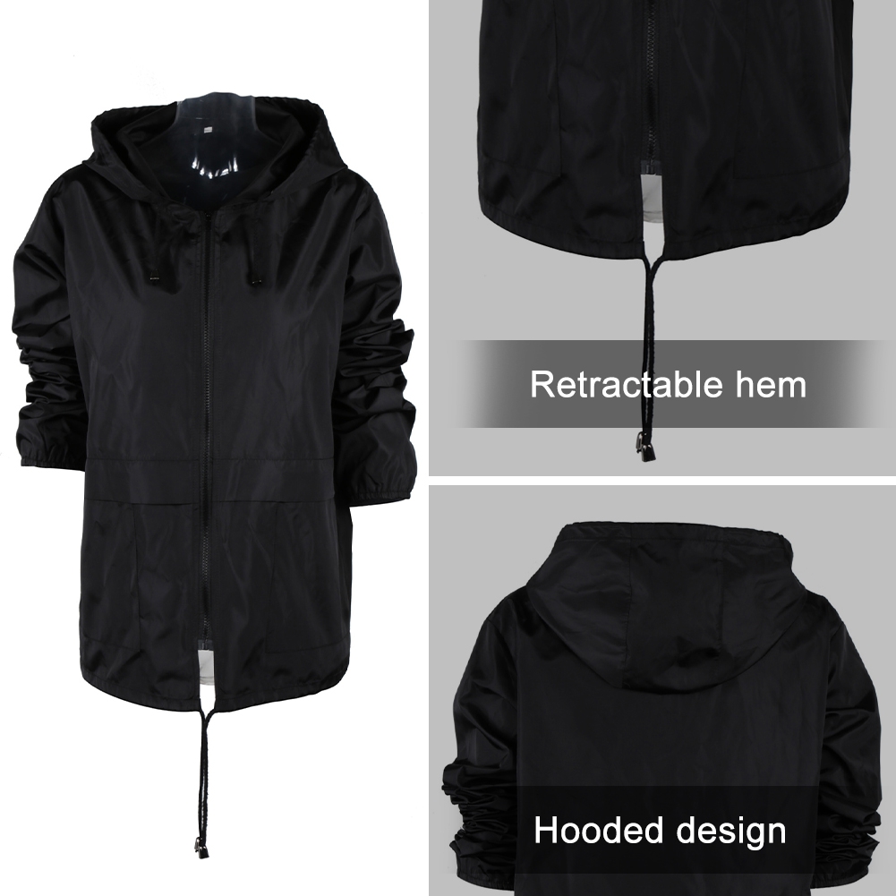 Women's Waterproof Spring Jacket Zipper Fully Taped Seams Rain Coat Spring Autumn Parka (Light Gray, L) - image 5 of 11