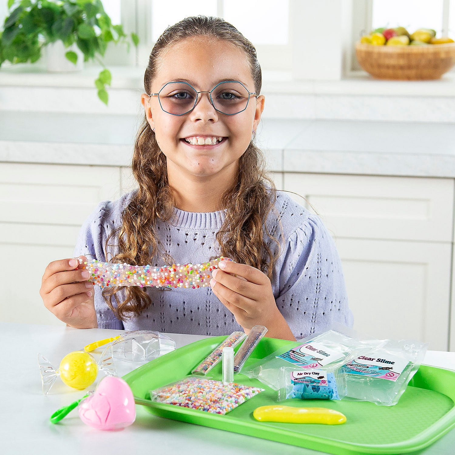 Fun Express 23 Pieces Lovely Slime Maker Plastic Backpack Clip Craft Kit - Makes 3