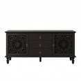 thumbnail image 3 of Atumcto Farmhouse TV Stand with Carved Doors, 3 Drawers & Adjustable Shelves, Black, 3 of 12