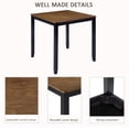 thumbnail image 6 of GZXS 5-Piece Counter Height Bar Table with Space-Saving Design, Square Kitchen Table and Upholstered Chairs Set with Footrest, Solid Wood Legs, Farmhouse Dinette Set for 4, Black+Oak (Cross Back), 6 of 9