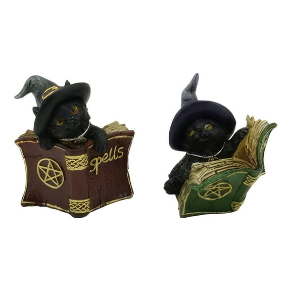FC Design 3.25"H 2-PC Cat Reading Figurine Set Statue Sculpture Ornament Decoration Home/Room Decor and Unique Gift Ideas for Housewarming, Holidays and Birthdays