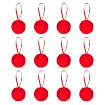 geerera Red Furry Ornaments, 12-Pack Fluffy Pom Pom Ball Decor, 3 Inch Fuzzy Christmas Tree Decorations, for Home Decor, DIY Crafts and Holiday Party