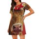 thumbnail image 1 of Fotbe White And Red Daisy Cow Bata de Dormir para Mujer con Estampado, Camisón de Algodón de Manga Corta, Ropa de Dormir Casual, 1 of 6