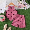 thumbnail image 2 of kpoplk Toddler Girl Clothes, 2Pcs Baby Girl Summer Outfits Ruffle Sleeveless Shirts Floral Tops + Shorts Clothing Set 1-5T Size 4-5 Years,Red, 2 of 7