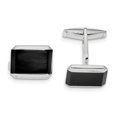 thumbnail image 1 of FB Jewels Sterling Silver Rhodium-plated Rectangle Onyx Cuff Links, 1 of 2