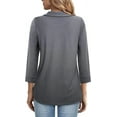 thumbnail image 3 of Womens Tops Dressy Casual 3/4 Length Sleeve V Neck Shirts and Blouses Zipper Collar Women Polo Shirts, 3 of 5
