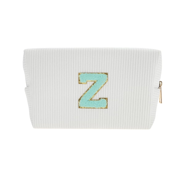 Bolsas de maquillaje rectangulares de terciopelo con letra Z, 1 pieza, color blanco