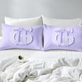thumbnail image 4 of Erosebridal Initial G Letter Sheet Set Twin, Princess Bow Bedding Sets Twin Size, Purple Monogrammed Reversible Twin Sheet Sets, Microfiber Room Decor, 3-Piece, 4 of 7