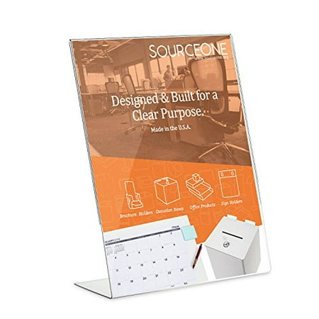 Acrylic Photo Holders - Source One 4 x 6 Inches Slant Back Clear Acrylic Sign Holder Ad Frame Picture Frame (12 Pack)