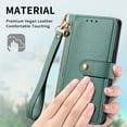 thumbnail image 4 of Wallet Case for Samsung Galaxy S22 Women Men, Durable PU Leather Magnetic Flip Lanyard Strap Wristlet Zipper Card Holder Kickstand Wallet Phone Case Cover Full Body Protection, Green, 4 of 10