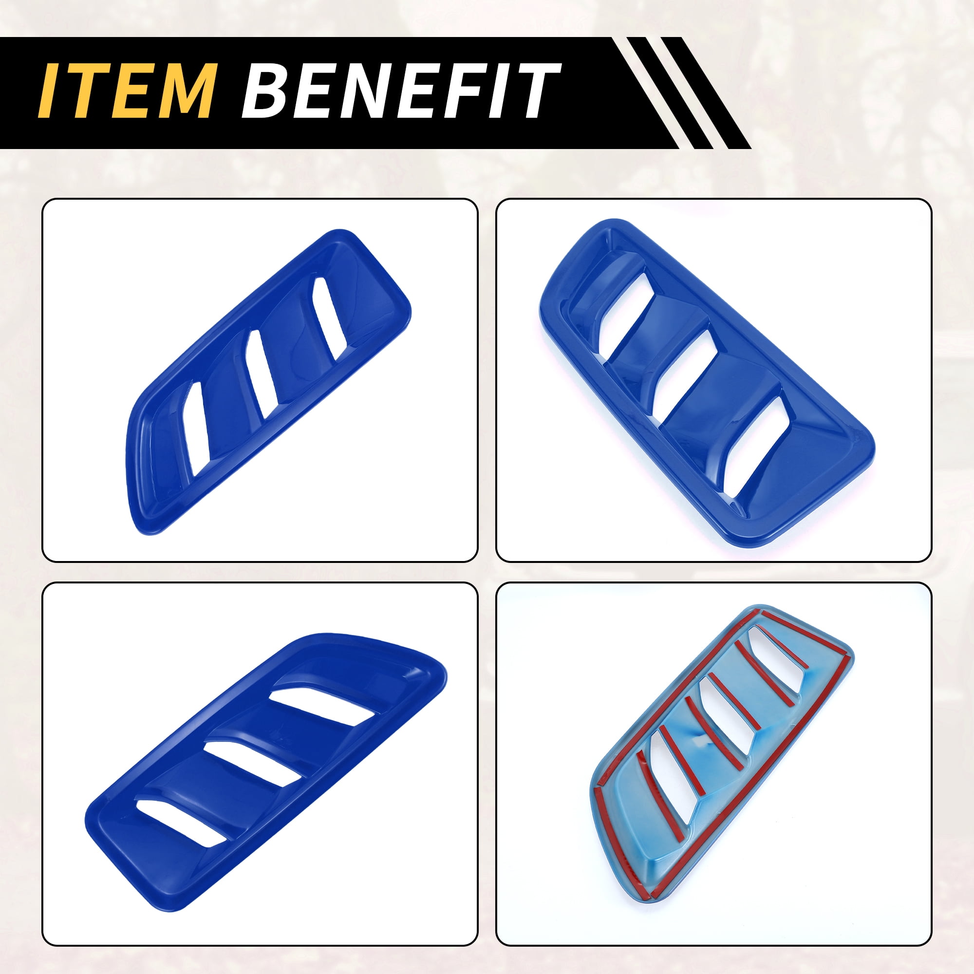 Unique Bargains 1 Pair Car Front Hood Air Outlet Vent Cover Trim for Jeep Wrangler JL JLU Gladiator 2018-2024 Hood Engine Bonnet Air Vent Outlet Cover Bezels ABS Blue