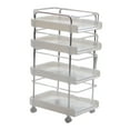 thumbnail image 4 of 1:6 Dollhouse Miniature 4 Tier Rolling Cart, Collections Craft Dioramas Simulation Storage Rack with Wheels for DIY Scenery Layout Building White, 4 of 8