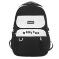thumbnail image 1 of Trendy Contrast Color Spliced Student Daypack with Adjustable Straps for School and Casual Use Nylon Backpack Book Bag black purple, 1 of 4