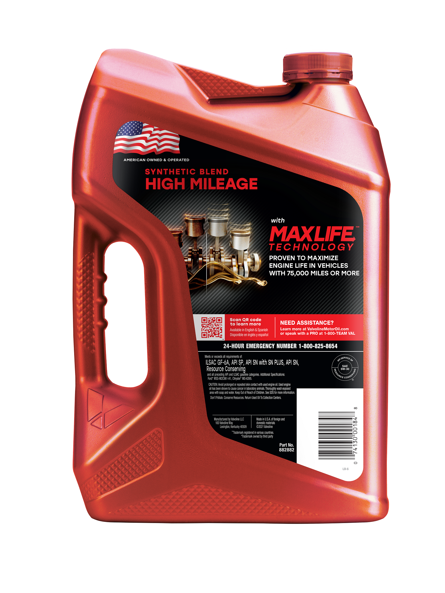Valvoline High Mileage with MaxLife Technology SAE 5W-30 Synthetic Blend Motor Oil 5 QT - image 4 of 8