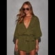 thumbnail image 4 of Vestido Camisero Corto con Cuello en V, Botones, Plisado, Mangas 3/4 y Cinturón para Mujer. Verde XL, 4 of 10
