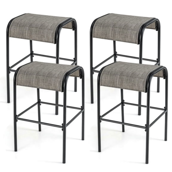 Topcobe Set of 2/4 Patio Metal Bar Stools with Curved Fabric Seat, Outdoor Patio Furniture for Garden Backyard Pool Deck-Set of 4