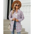 thumbnail image 7 of jinghuiyue Women Flannel Plaid Shirt Classic Button Down Long Sleeve Shirts Casual Business Cropped Tops with Pocket L, 7 of 7