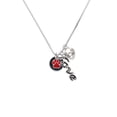 thumbnail image 2 of Delight Jewelry Silvertone Red Paw on Black Disc - Love and Lock Charm Necklace, 18"+1", 2 of 4