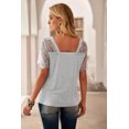 thumbnail image 2 of POGLIP T-shirt Gris pour Femmes avec Dentelle Douce Profonde en V, 2 of 6