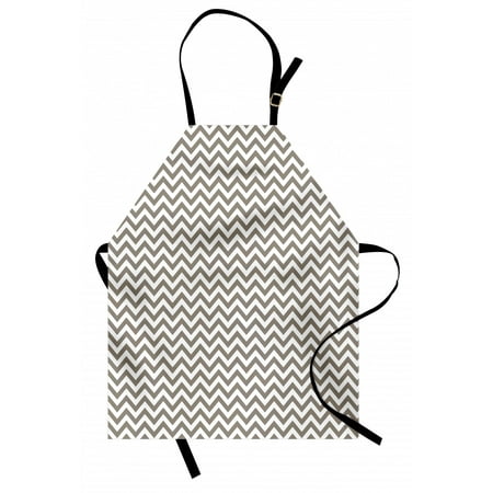 

Chevron Apron Grey and White Zig Zag Lined Striped Pattern Modern Design Artistic Print Unisex Kitchen Bib Apron with Adjustable Neck for Cooking Baking Gardening Warm Taupe White by Ambesonne