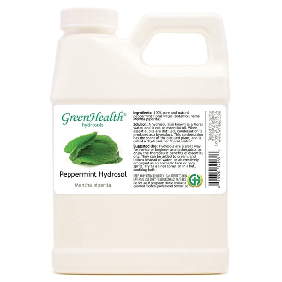 Peppermint Hydrosol 16 fl oz  - White Plastic Jug W/ Cap Therapeutical - by GreenHealth