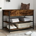thumbnail image 1 of vidaXL Shoe Bench Smoked Oak 70x42.5x50 cm Engineered Wood, 1 of 1