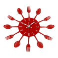 thumbnail image 2 of Reloj de pared Timelike para cubiertos de cocina con forma de cuchara y tenedor, 32 cm, rojo, 2 of 8