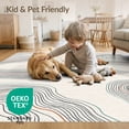thumbnail image 4 of ODIKA 6'x9' Ivory Cream Sandstone Topographic Contour Washable Area Rug Modern Flowing Wavy Geometric Minimalist Topographical Map Artistic for Family Room, Living Mater Bedroom, Non-Slip, Easy Care, 4 of 7