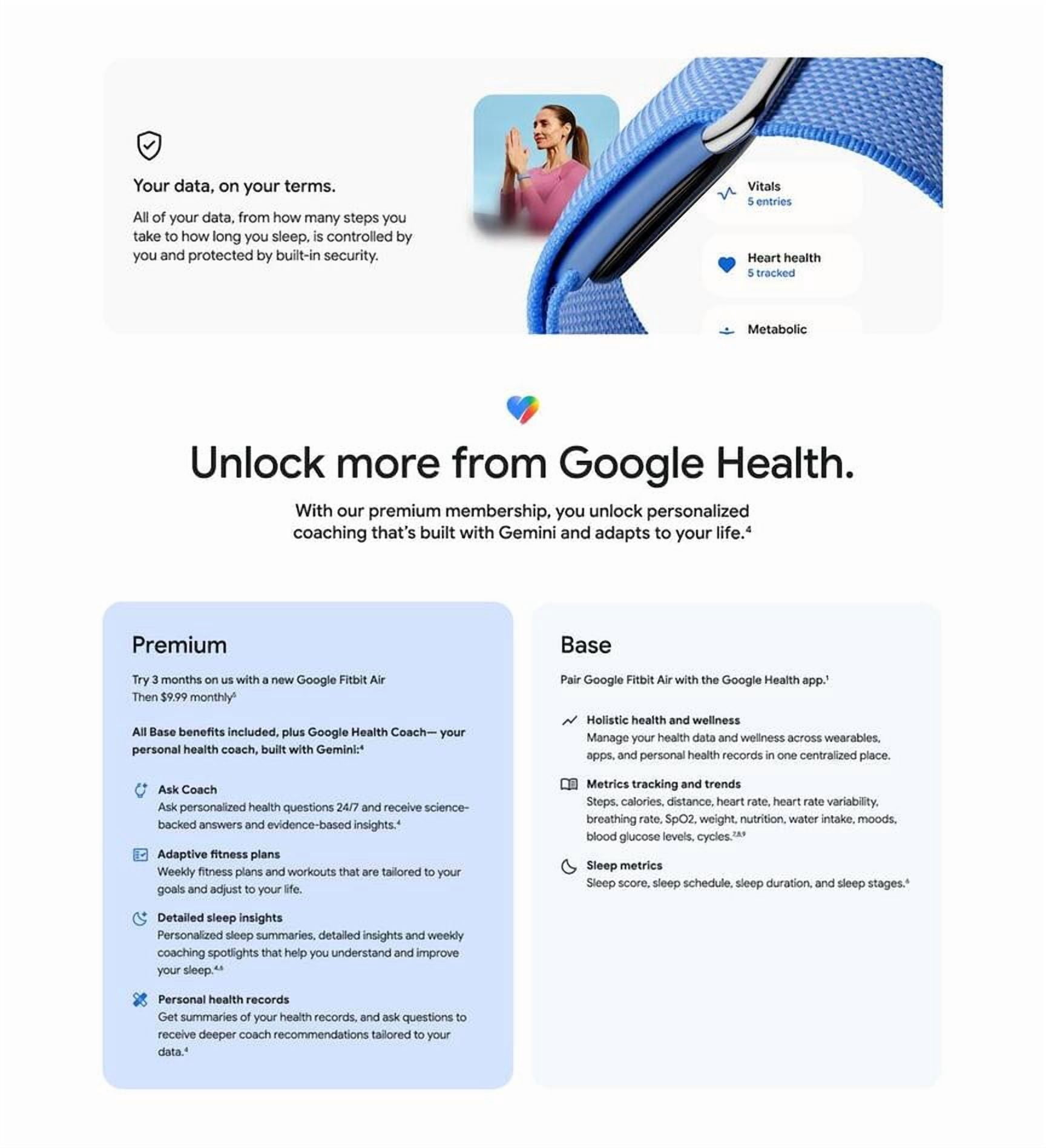 Google Fitbit Air - Screenless Fitness and Health Tracker - Personalized AI-Powered Coaching - Works with Android and iOS - Lavender - One Size
