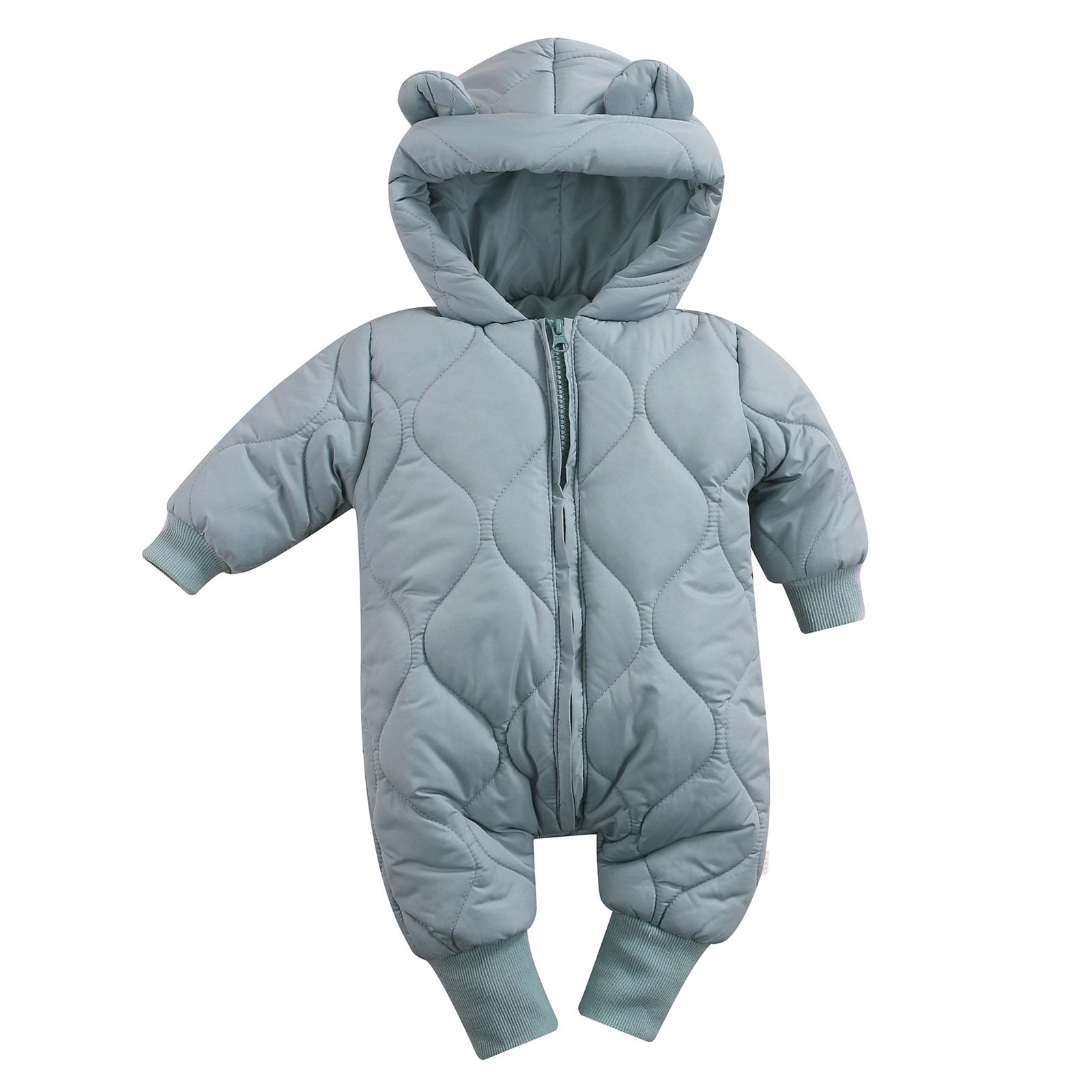 Baby Romper Snowsuit Winter Hoodie Jumpsuit Thicken Onesies All-in-One Zipper Outwear 12-18 Months Blue