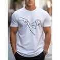 thumbnail image 1 of Camiseta informal de cuello redondo para hombre con estampado de perro de dibujos animados, 100 % algodón, ligeramente elástica, corte regular, cómoda para todo el año., 1 of 5