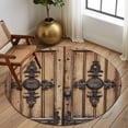 thumbnail image 3 of Farmhouse Brown Round Area Rug 5 FT, Non Slip Bedroom Rugs, Rustic Wooden Historical Barn Door Plank Washable Soft Circular Carpet Non-Shedding Floor Mat for Kitchen Dining Room Foyer Balcony Dorm, 3 of 8
